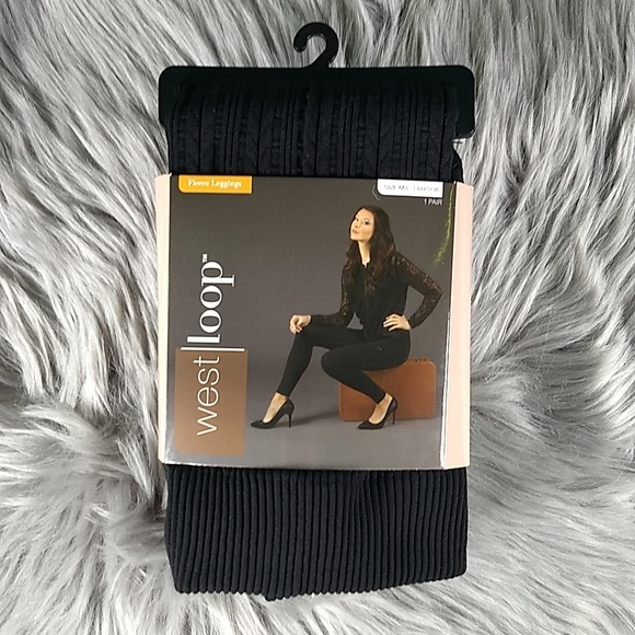 NWT West Loop Fleece Leggings, Size M/L, Black Textured - Picture 1 of 8